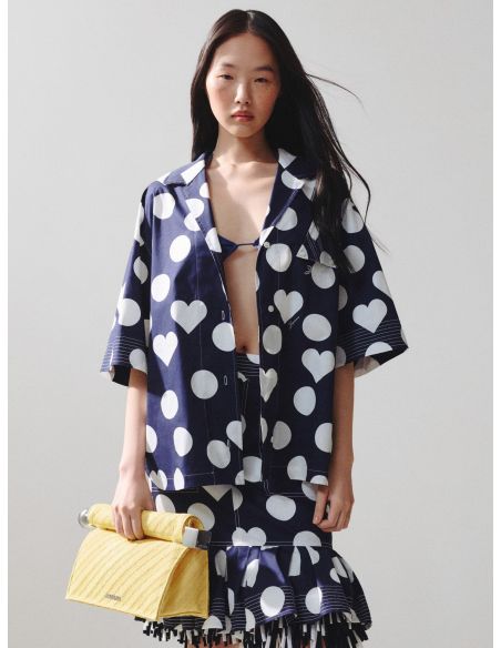 LA CHEMISE MARIN IMPRIMÉ À POIS ET CŒURS BLEU MARINE
