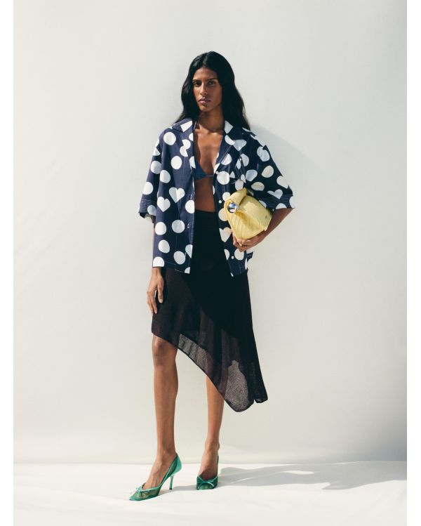 LA CHEMISE MARIN IMPRIMÉ À POIS ET CŒURS BLEU MARINE