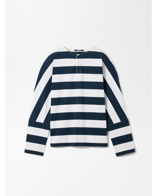 THE MARINIÈRE LONG-SLEEVES TSHIRT PRINT VERTICAL STRIPES WHITE / NAVY