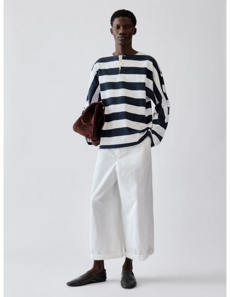 THE MARINIÈRE LONG-SLEEVES TSHIRT PRINT VERTICAL STRIPES WHITE / NAVY