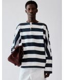 THE MARINIÈRE LONG-SLEEVES TSHIRT PRINT VERTICAL STRIPES WHITE / NAVY