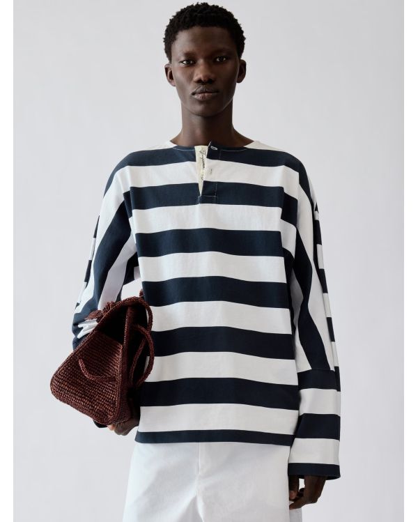 THE MARINIÈRE LONG-SLEEVES TSHIRT PRINT VERTICAL STRIPES WHITE / NAVY
