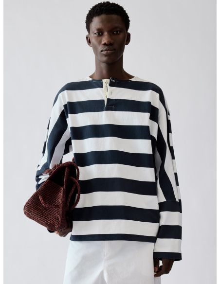 THE MARINIÈRE LONG-SLEEVES TSHIRT PRINT VERTICAL STRIPES WHITE / NAVY