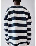 LE TSHIRT À MANCHES LONGUES MARINIÈRE IMPRIMÉ RAYURES VERTICALES BLEU MARINE / BLANC