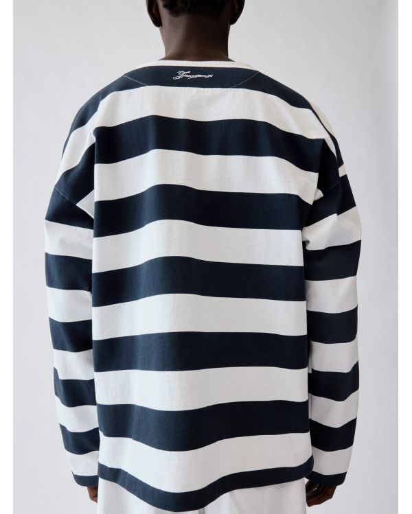 THE MARINIÈRE LONG-SLEEVES TSHIRT PRINT VERTICAL STRIPES WHITE / NAVY