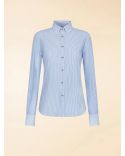 CHEMISE OXFORD JACQUARD FEMME À RAYURES BLEU CLAIR
