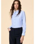 OXFORD JACQUARD STRIPE WOMAN SHIRT LIGHT BLUE
