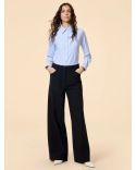 OXFORD JACQUARD STRIPE WOMAN SHIRT LIGHT BLUE