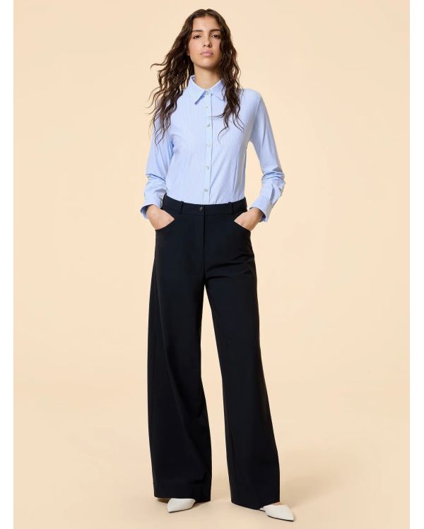 OXFORD JACQUARD STRIPE WOMAN SHIRT LIGHT BLUE
