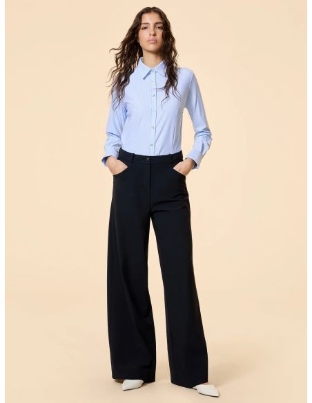 OXFORD JACQUARD STRIPE WOMAN SHIRT LIGHT BLUE