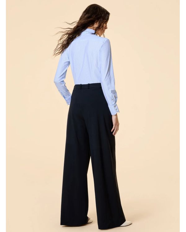 CHEMISE OXFORD JACQUARD FEMME À RAYURES BLEU CLAIR