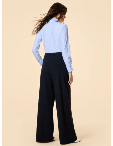 CHEMISE OXFORD JACQUARD FEMME À RAYURES BLEU CLAIR