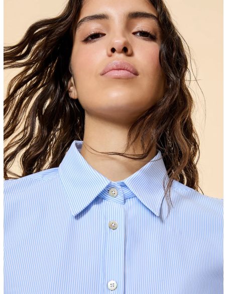 OXFORD JACQUARD STRIPE WOMAN SHIRT LIGHT BLUE