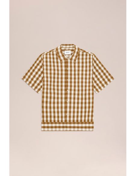 CHEMISE REED MANCHES COURTES MARRON
