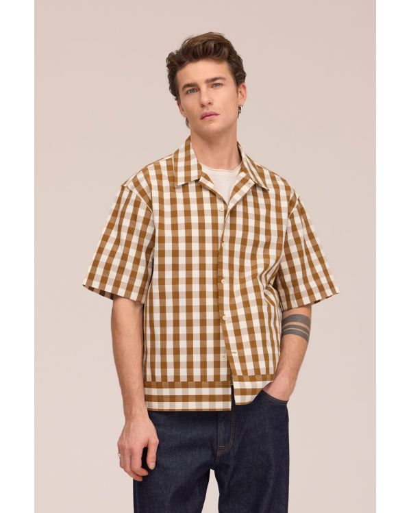 CHEMISE REED MANCHES COURTES MARRON 2