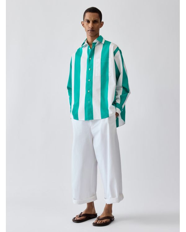 LA CHEMISE CAMARGUE JACQUARD GROSSES RAYURES VERT 2