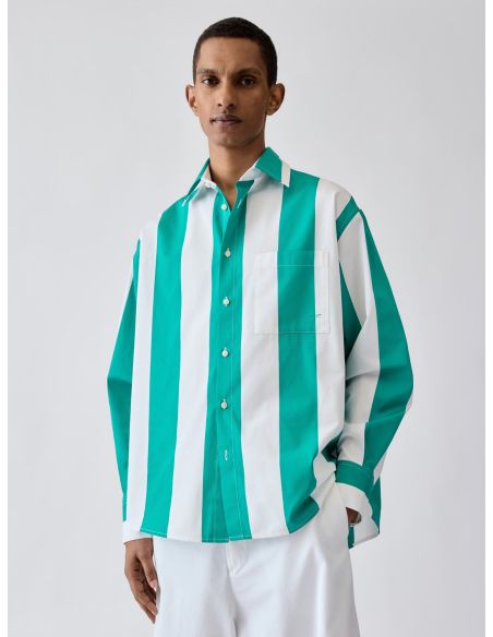 LA CHEMISE CAMARGUE JACQUARD GROSSES RAYURES VERT