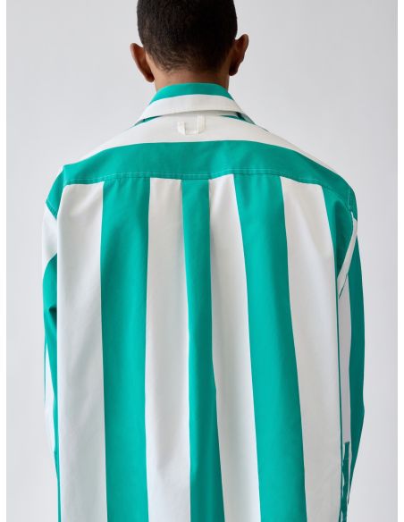 LA CHEMISE CAMARGUE JACQUARD GROSSES RAYURES VERT