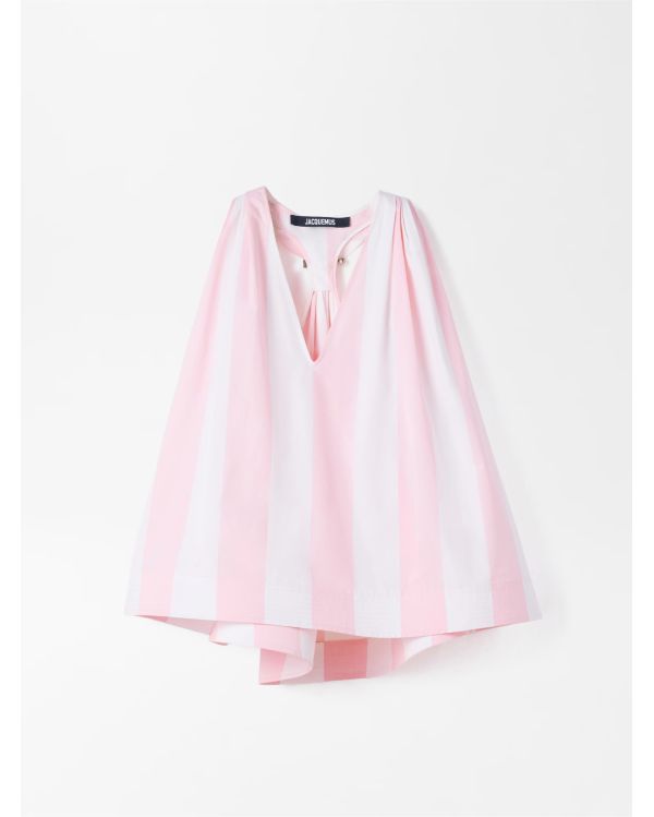 LE HAUT NORMA JACQUARD GROSSES RAYURES ROSE CLAIR