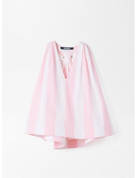 LE HAUT NORMA JACQUARD GROSSES RAYURES ROSE CLAIR