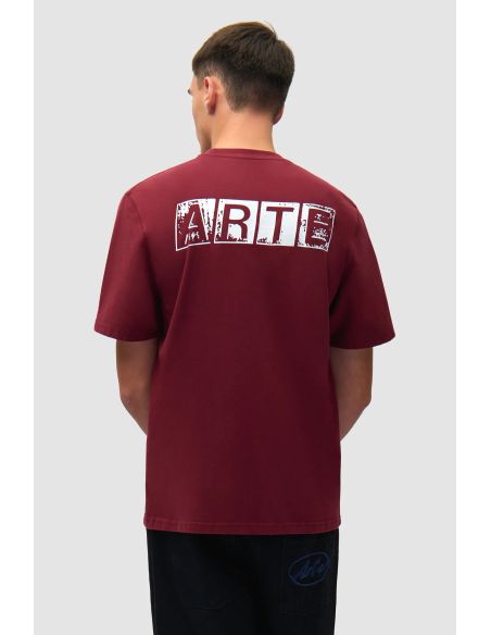 FADED BACK PRINT TSHIRT BORDEAUX