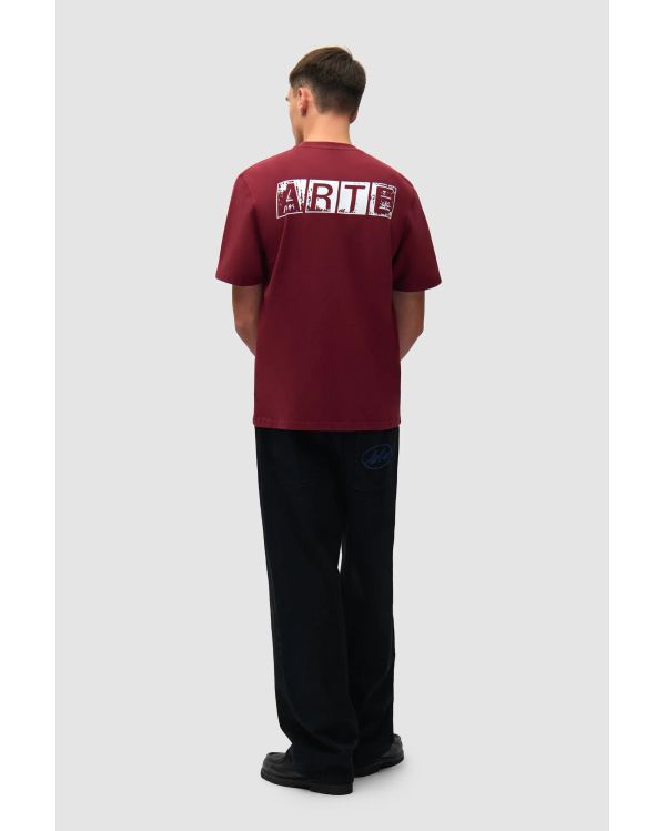 TSHIRT À IMPRIMÉ DÉLAVÉ DOS BORDEAUX