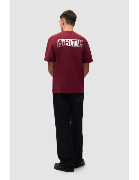 TSHIRT À IMPRIMÉ DÉLAVÉ DOS BORDEAUX