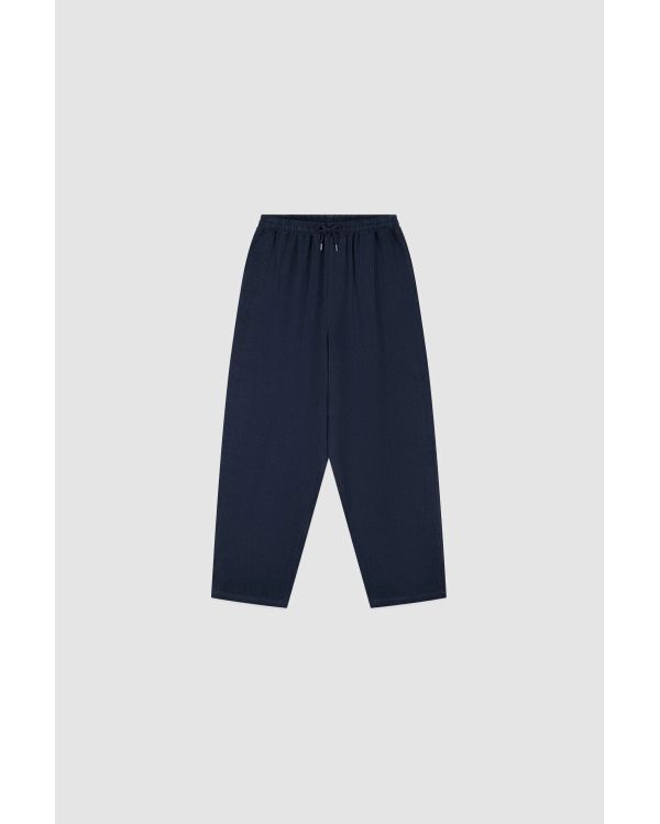 PANTALON EN LIN BLEU MARINE