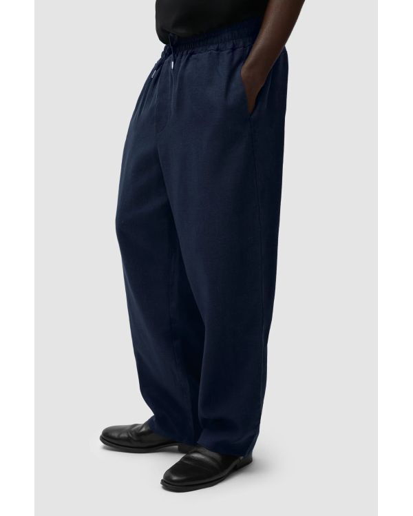 LINEN PANTS NAVY BLUE 2