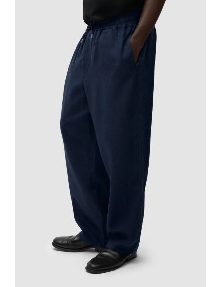 PANTALON EN LIN BLEU MARINE