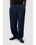 PANTALON EN LIN BLEU MARINE