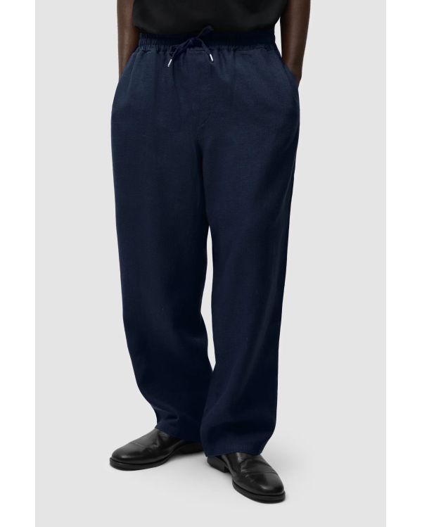 PANTALON EN LIN BLEU MARINE