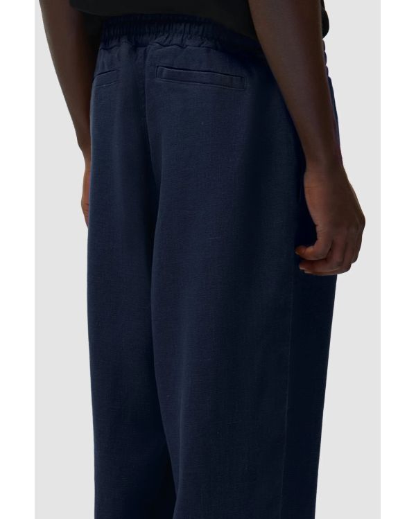 PANTALON EN LIN BLEU MARINE