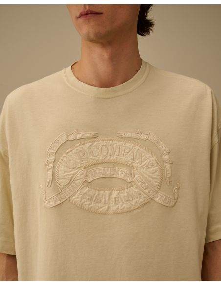 TSHIRT LOGO BOXY MANCHES COURTES FROZEN DEW / BLANC