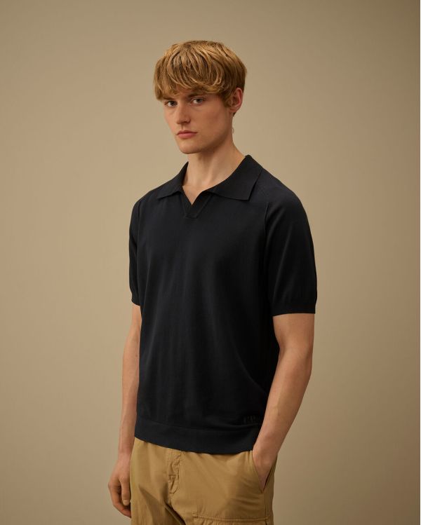 SHORT-SLEEVES KNIT POLO SHIRT WITH POLO COLLAR TOTAL ECLIPSE BLUE 2