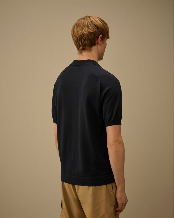 SHORT-SLEEVES KNIT POLO SHIRT WITH POLO COLLAR TOTAL ECLIPSE BLUE