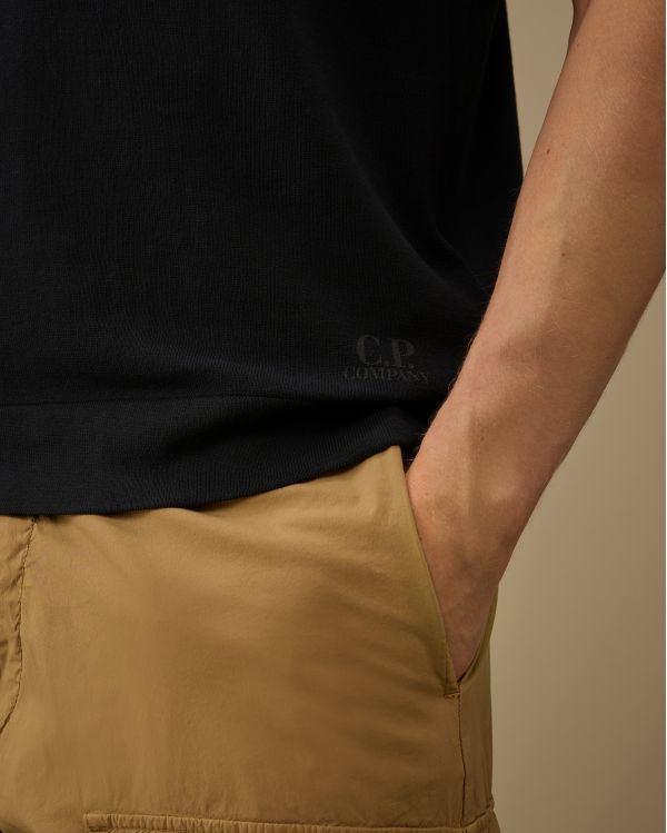 SHORT-SLEEVES KNIT POLO SHIRT WITH POLO COLLAR TOTAL ECLIPSE BLUE