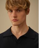 SHORT-SLEEVES KNIT POLO SHIRT WITH POLO COLLAR TOTAL ECLIPSE BLUE