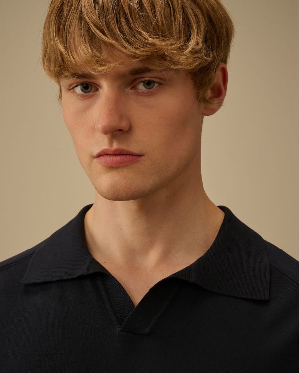 SHORT-SLEEVES KNIT POLO SHIRT WITH POLO COLLAR TOTAL ECLIPSE BLUE