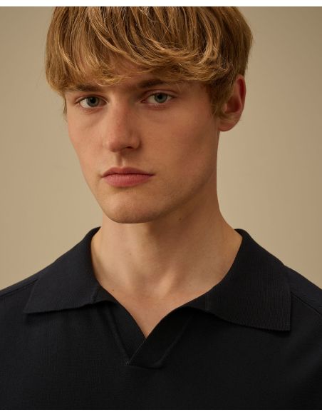 POLO MANCHES COURTES EN MAILLE COL POLO BLEU TOTAL ECLIPSE