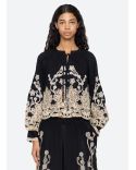 HAUT GRACELYN LACE MANCHES LONGUES NOIR