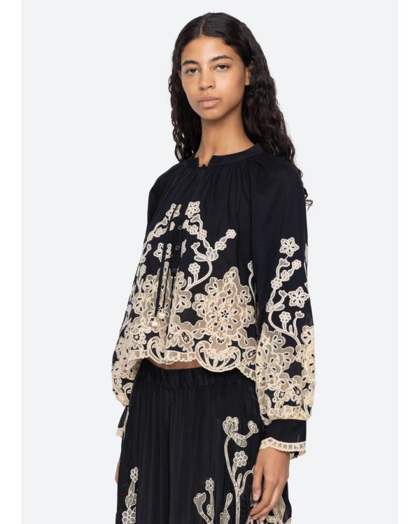 HAUT GRACELYN LACE MANCHES LONGUES NOIR 2