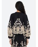 HAUT GRACELYN LACE MANCHES LONGUES NOIR